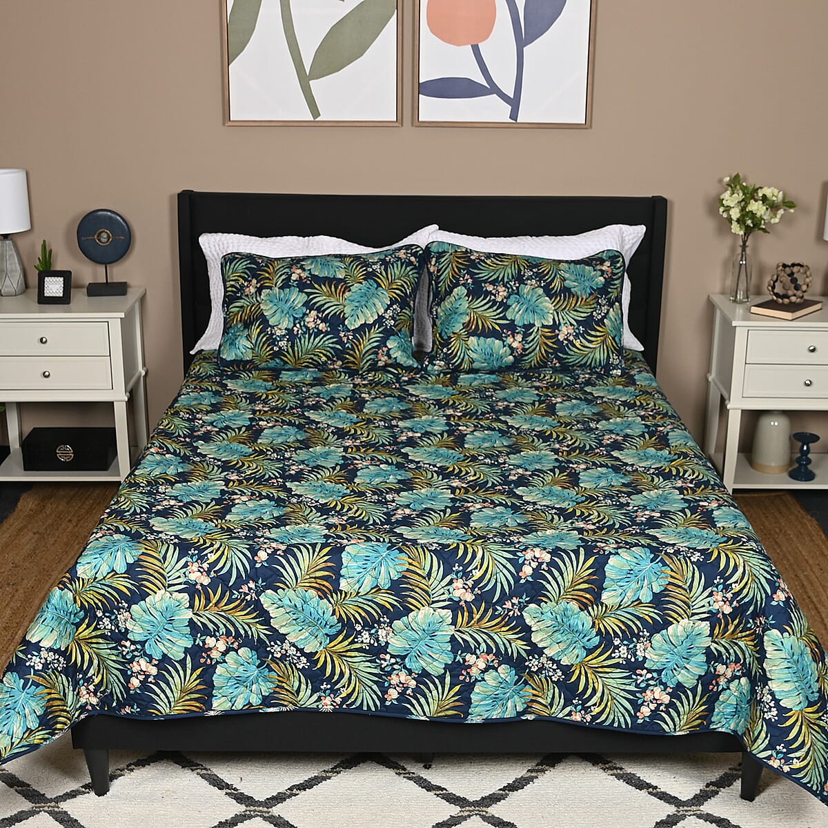 3pc Disperse Print Quilt Set - Blue image number 0