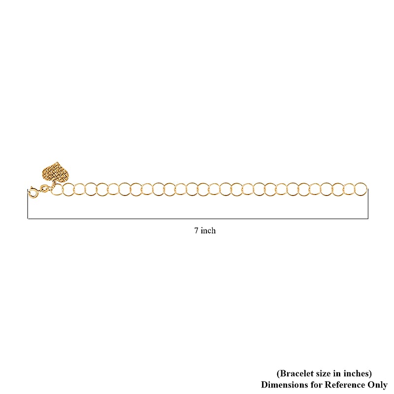 Diamond Cut Heart Link Bracelet in 14K Rose Gold  Over Sterling Silver (7.00 In) 2.60 Grams