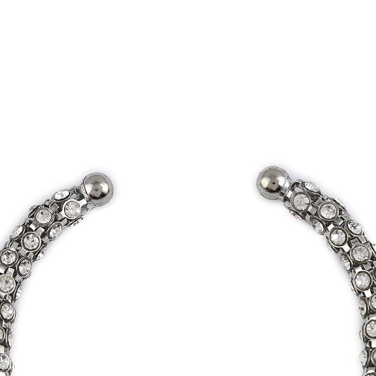 Austrian Crystal Cuff Bracelet in Rhodium Over Sterling Silver (6.50 in) 10.50 Grams