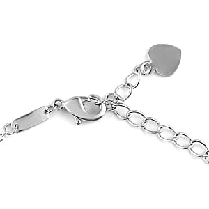 Simulated Diamond Linked Heart Bracelet in Silvertone (6.50 In) 0.78 ctw