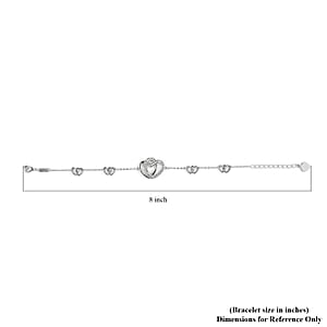 Simulated Diamond Linked Heart Bracelet in Silvertone (6.50 In) 0.78 ctw