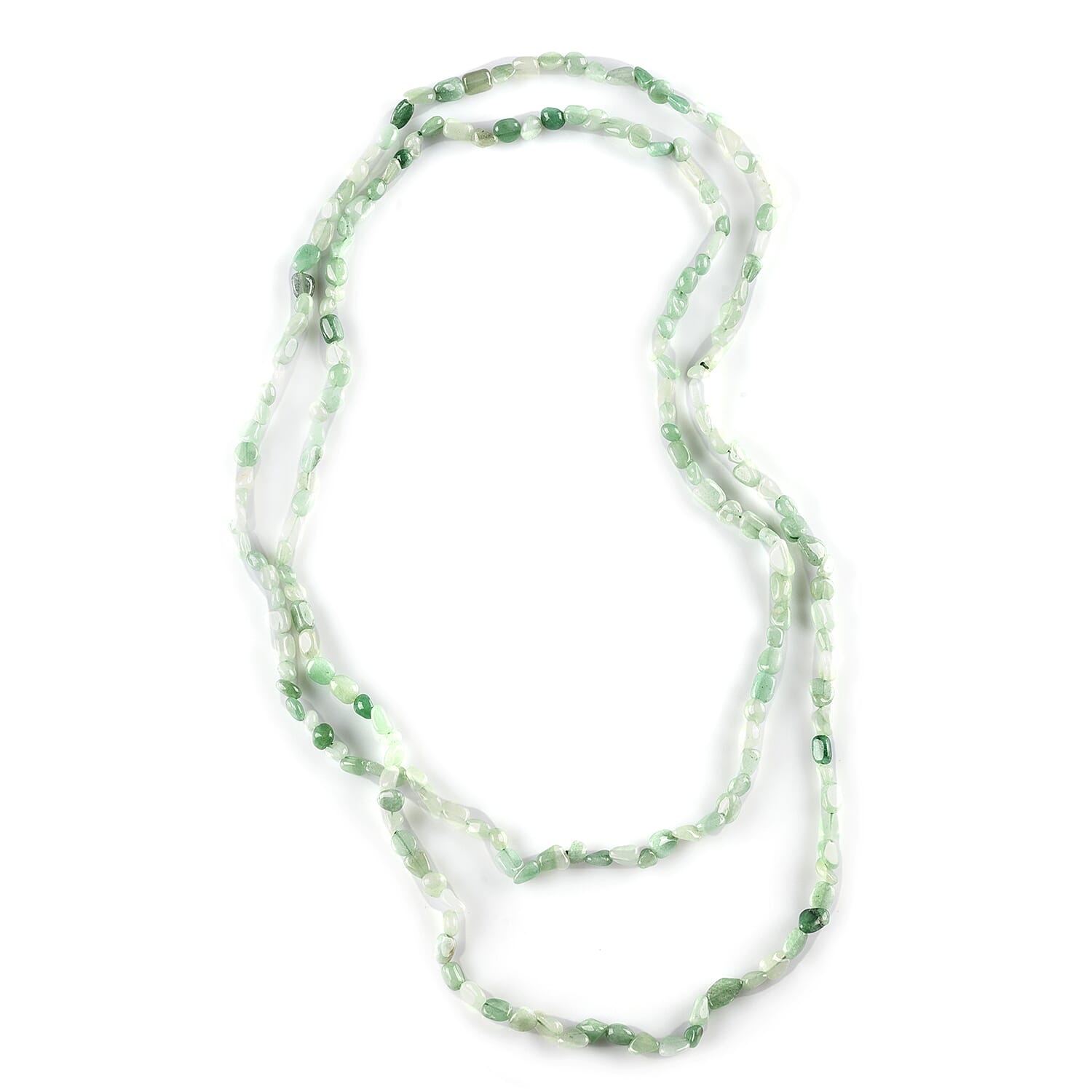Green Aventurine Nugget Endless Necklace 60 Inches 721.00 ctw