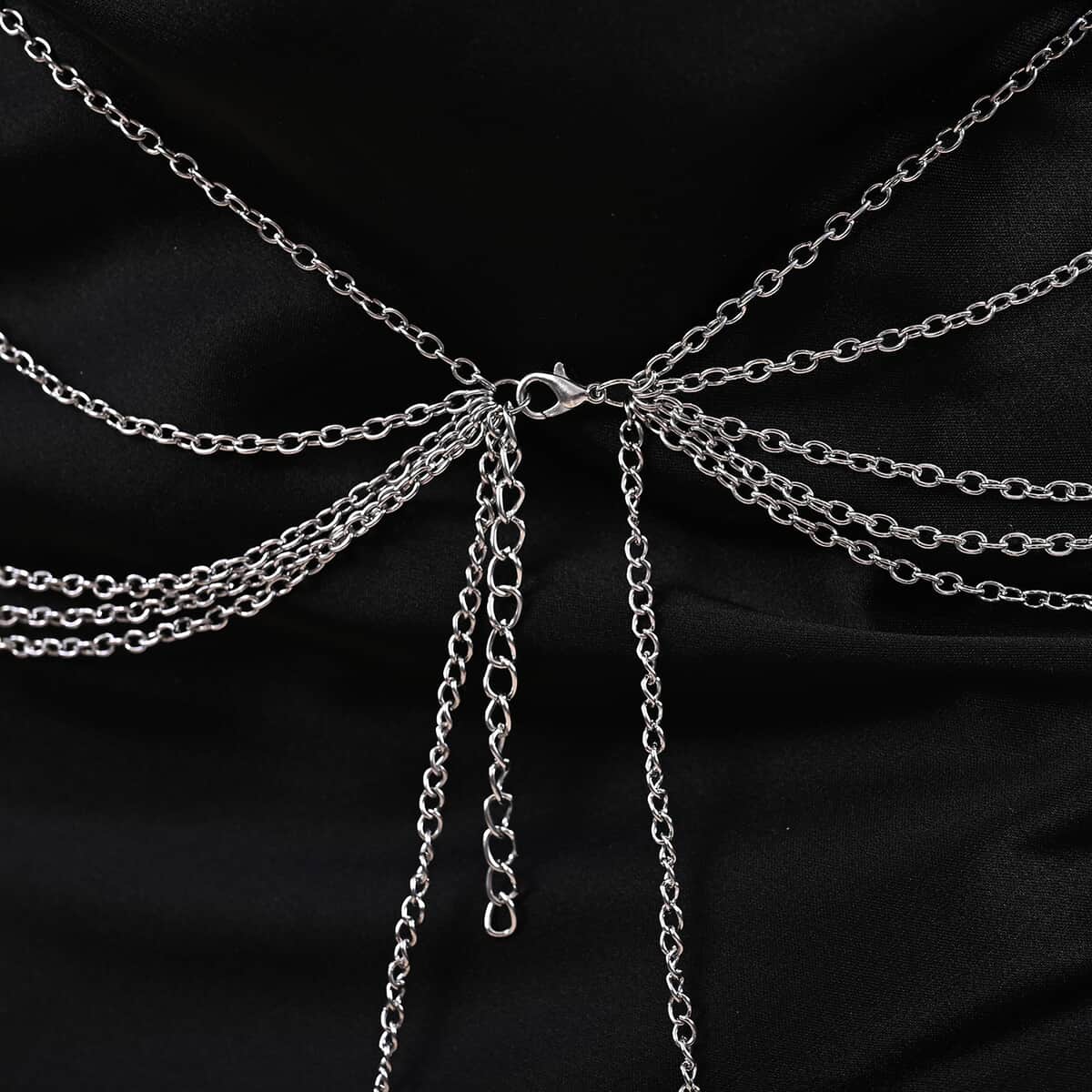 Simulated Pearl Beaded Multi Strand Body Chain 20-22 Inches in Silvertone image number 5