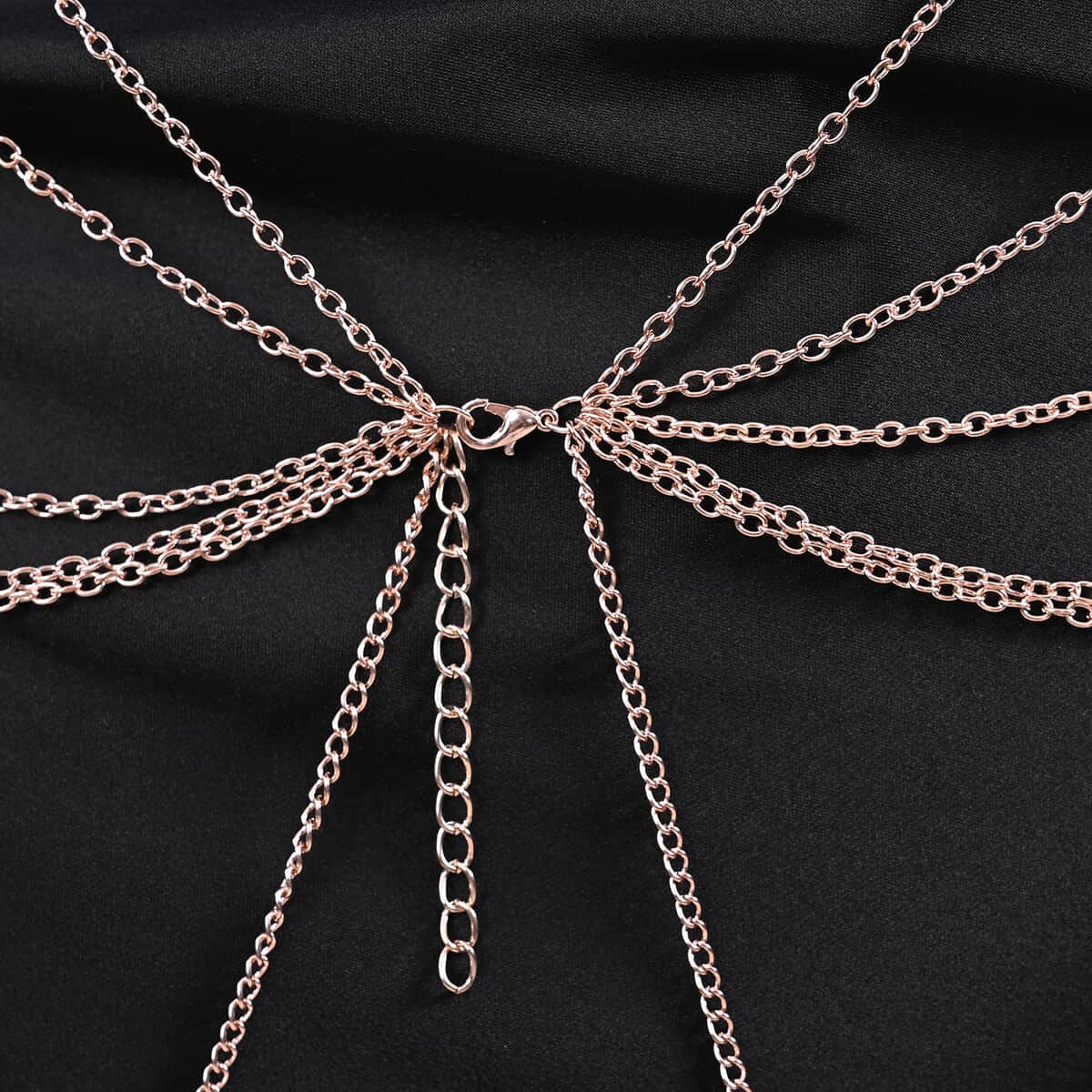 Simulated Pearl Multi Strand Body Chain 20-22 Inches in Rosetone image number 6