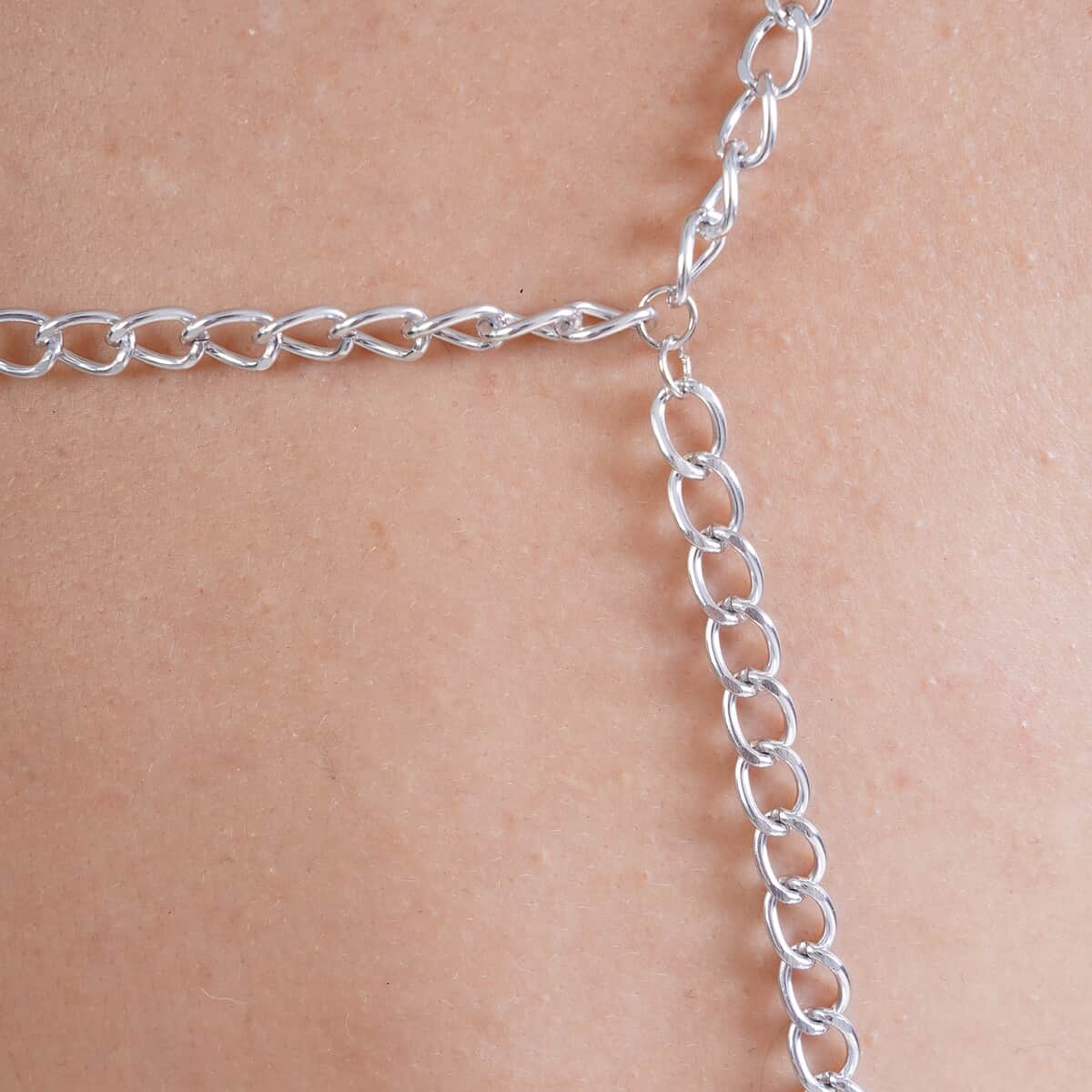 Waterfall Pattern Multi Strand Body Chain (22 Inches) in Silvertone  image number 3