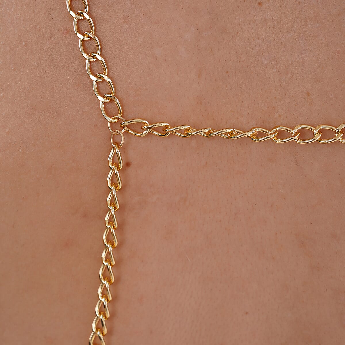 Waterfall Pattern Multi Strand Body Chain (22 Inches) in Goldtone  image number 4