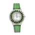 Eon 1962 Chrome Diopside Swiss Movement Stainless Steel Triple Halo MOP Dial Watch with Green Leather Band 7.00 ctw, Designer Leather Watch, Analog Luxury Wristwatch image number 0