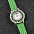 Eon 1962 Chrome Diopside Swiss Movement Stainless Steel Triple Halo MOP Dial Watch with Green Leather Band 7.00 ctw, Designer Leather Watch, Analog Luxury Wristwatch image number 1