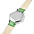 Eon 1962 Chrome Diopside Swiss Movement Stainless Steel Triple Halo MOP Dial Watch with Green Leather Band 7.00 ctw, Designer Leather Watch, Analog Luxury Wristwatch image number 4
