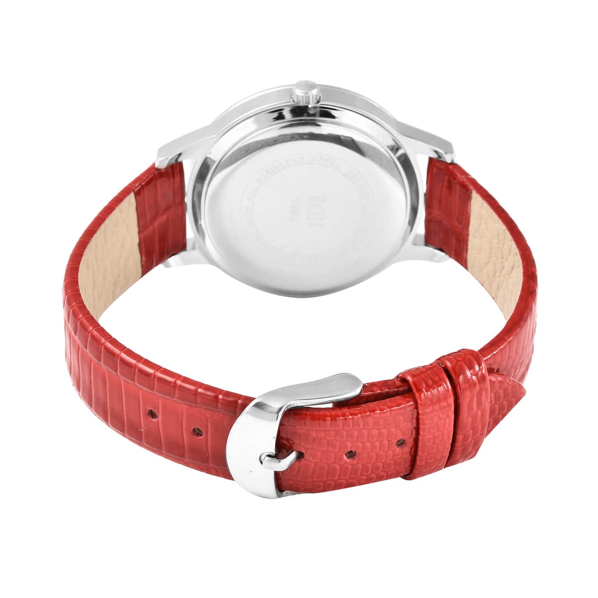 Eon 1962 Niassa Ruby (FF) Swiss Movement Stainless Steel Triple Halo MOP Dial Watch with Red Leather Band 7.00 ctw, Designer Leather Watch, Analog Luxury Wristwatch image number 5