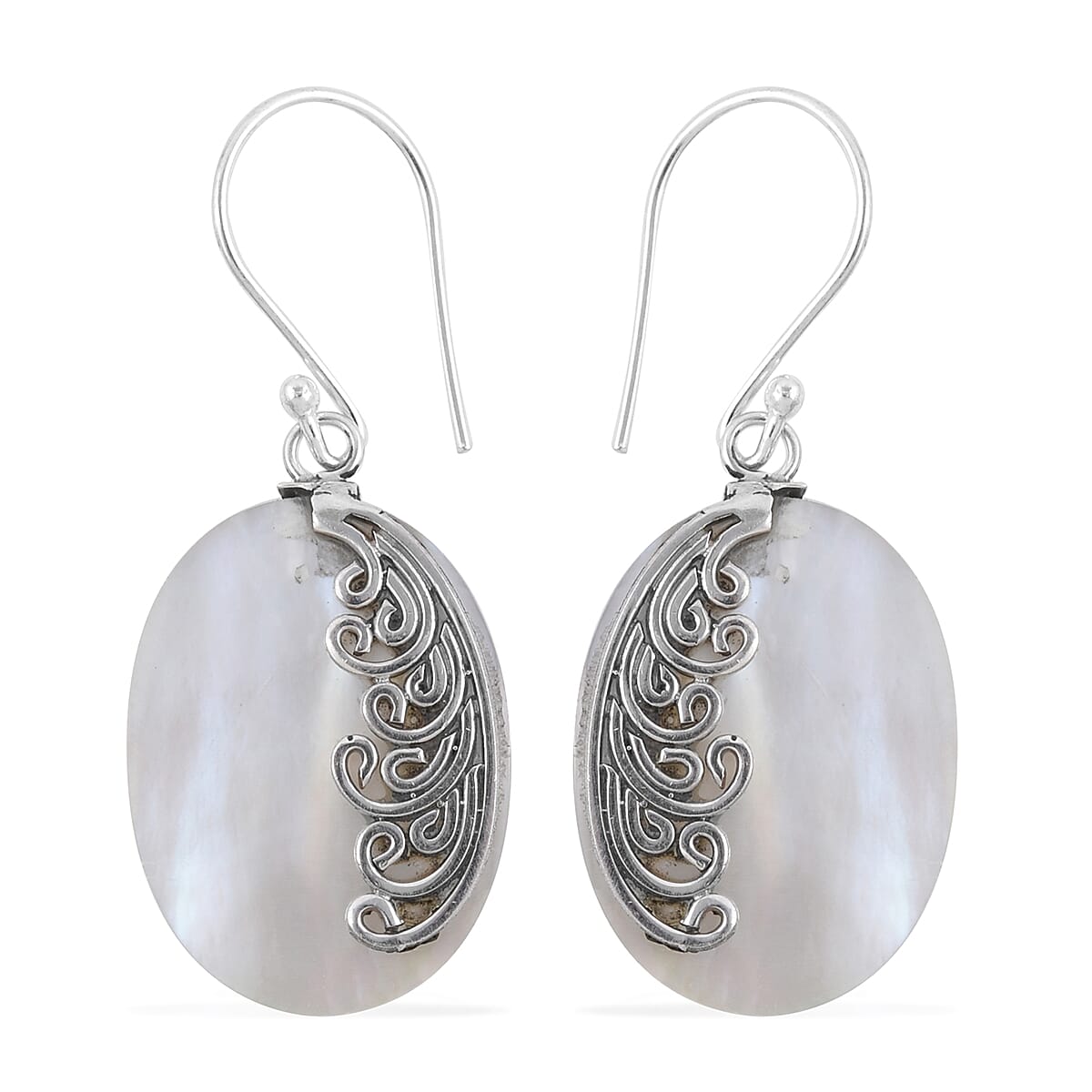 Mother Of Pearl Dangle Earrings in Sterling Silver