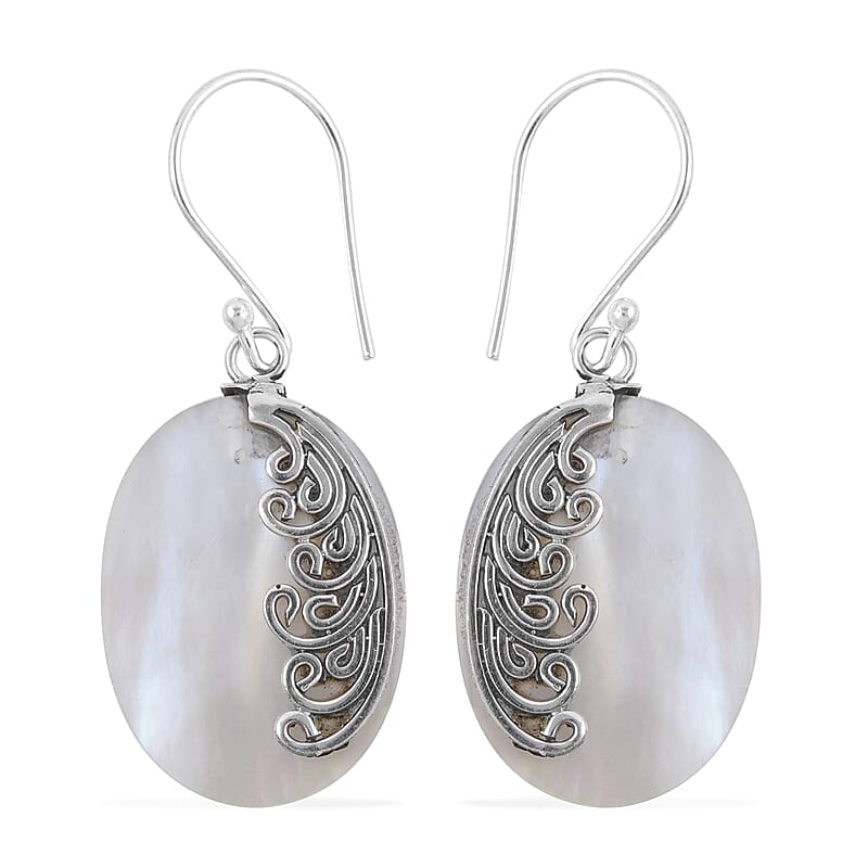 Mother Of Pearl Dangle Earrings in Sterling Silver
