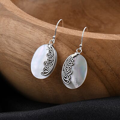 Mother Of Pearl Dangle Earrings in Sterling Silver