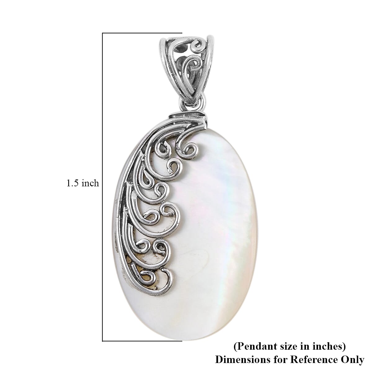 Mother Of Pearl Oval Pendant in Sterling Silver