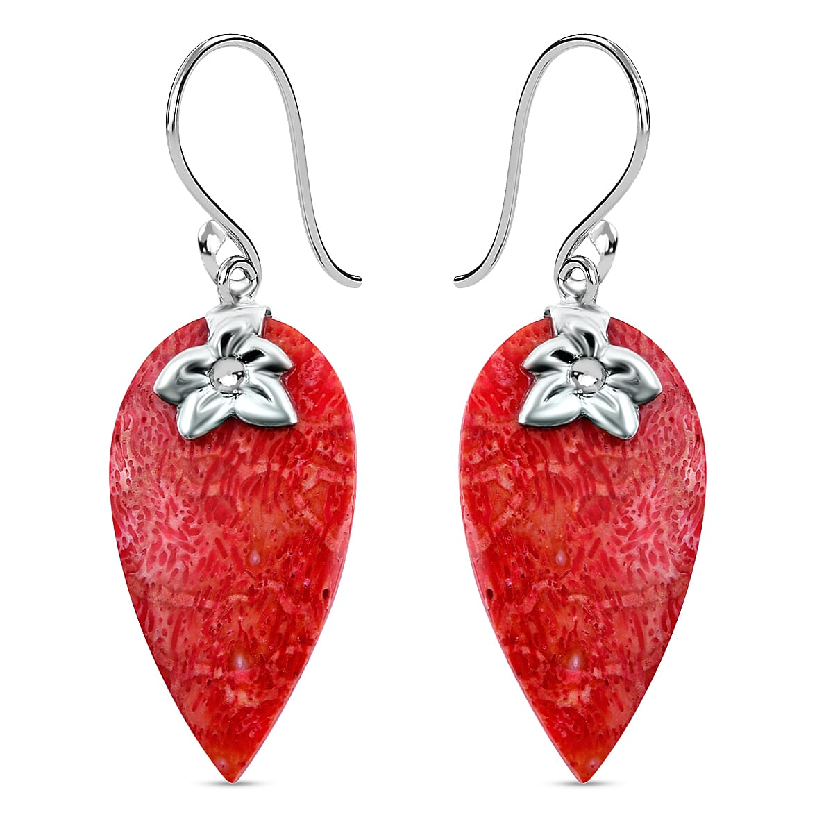 Sponge Coral Floral Drop Earrings in Sterling Silver image number 0