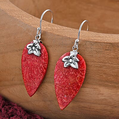 Sponge Coral Floral Drop Earrings in Sterling Silver