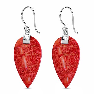 Sponge Coral Floral Drop Earrings in Sterling Silver