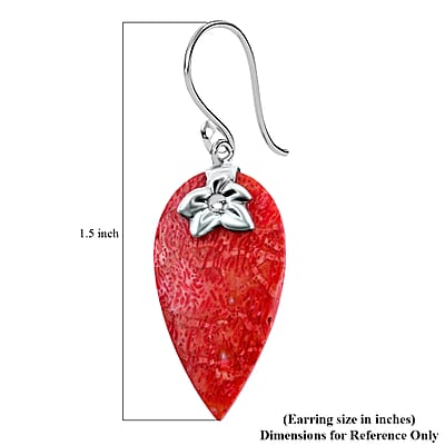 Sponge Coral Floral Drop Earrings in Sterling Silver