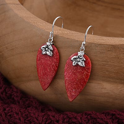 Sponge Coral Floral Drop Earrings in Sterling Silver