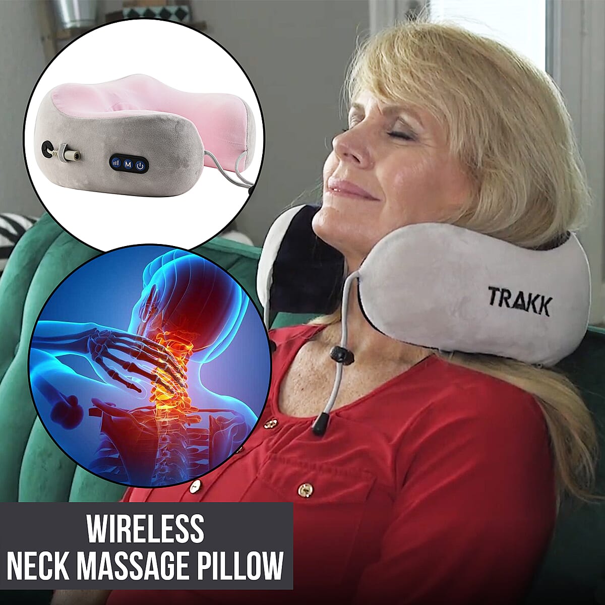 TRAKK Wireless Body Shiatsu Heated Rechargeable Massager for Shoulders, Back and Neck - Pink image number 1