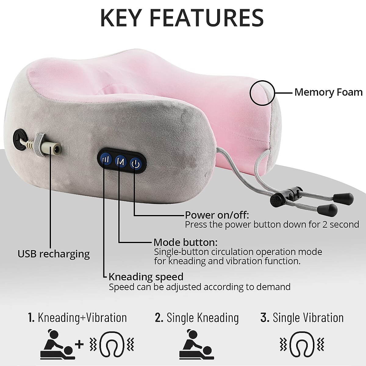 TRAKK Wireless Body Shiatsu Heated Rechargeable Massager for Shoulders, Back and Neck - Pink image number 3