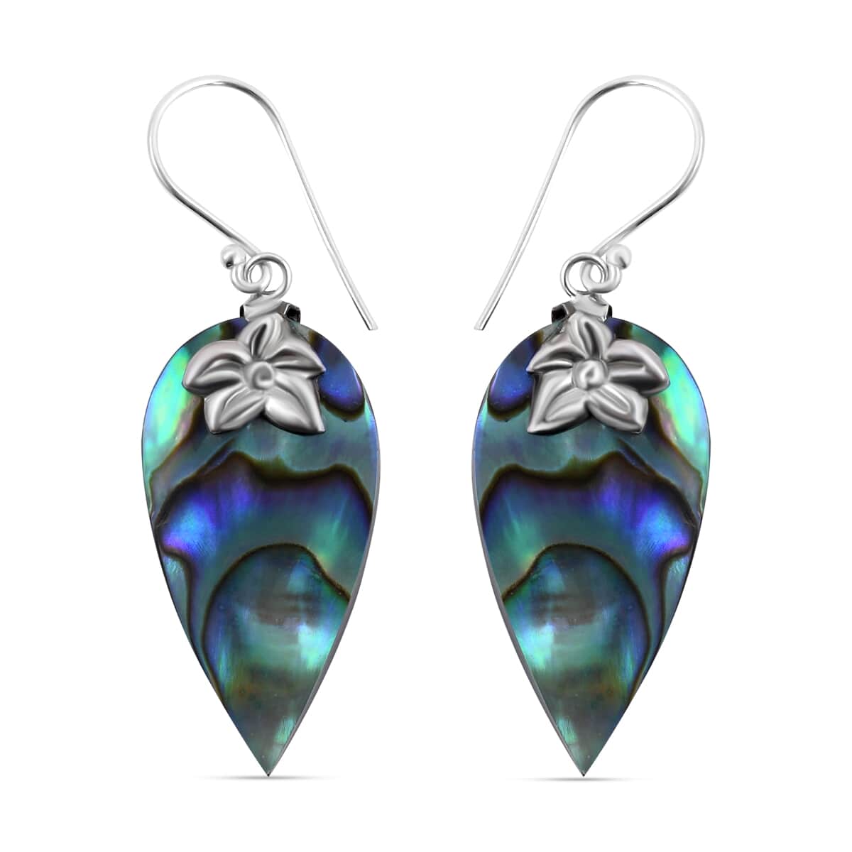 Abalone Shell Floral Drop Earrings in Sterling Silver image number 0