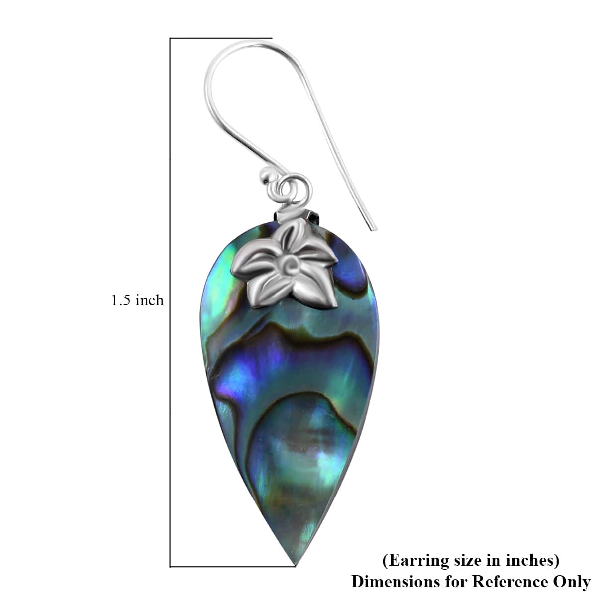 Abalone Shell Floral Drop Earrings in Sterling Silver image number 4