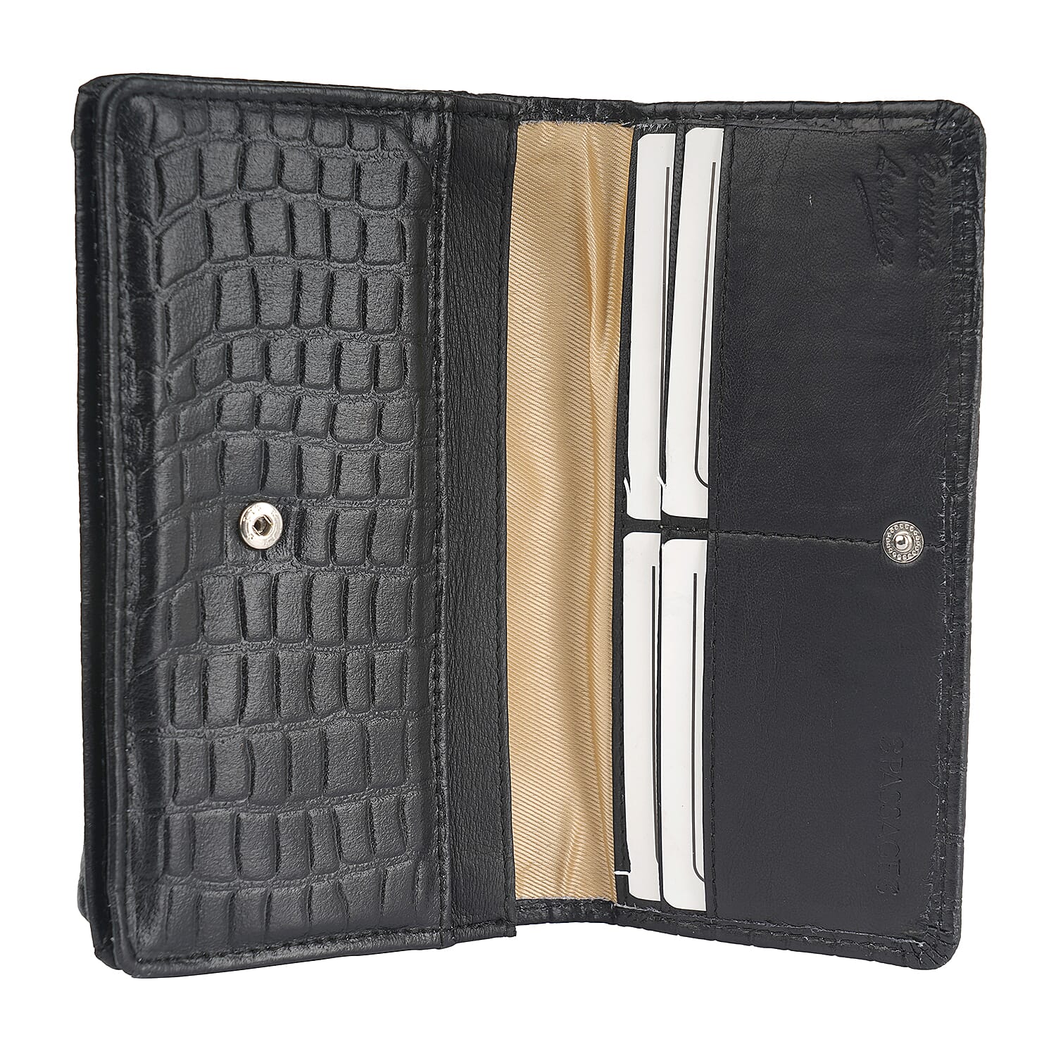 Hong Kong Closeout Black Genuine Leather Croco Embossed RFID Mobile Case Crossbody Bag with Detachable Shoulder Strap
