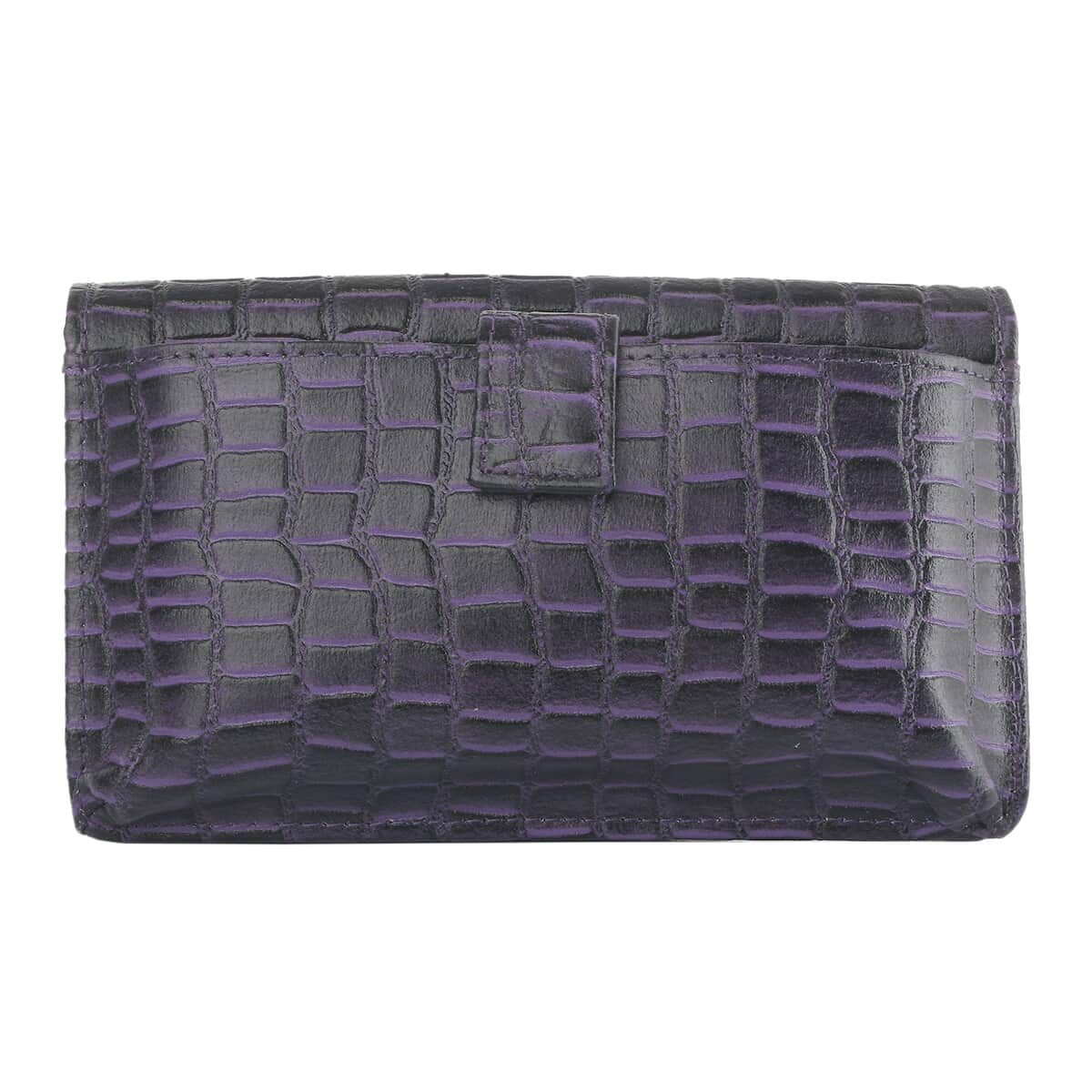 Hong Kong Closeout Purple Genuine Leather Croco Embossed RFID Mobile Case Crossbody Bag with Detachable Shoulder Strap image number 2