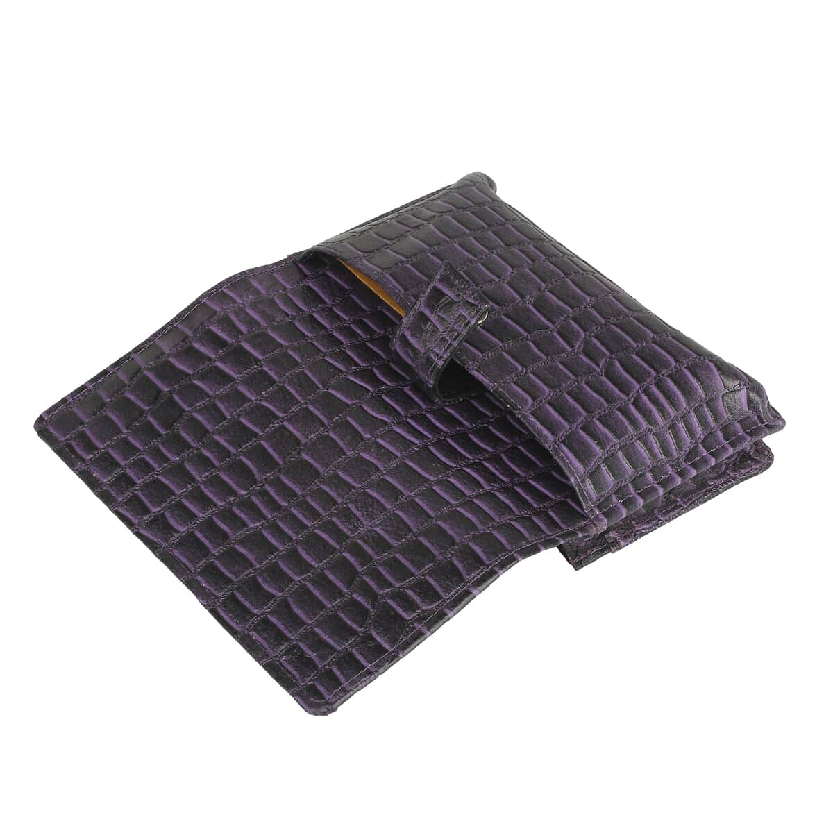 Hong Kong Closeout Purple Genuine Leather Croco Embossed RFID Mobile Case Crossbody Bag with Detachable Shoulder Strap image number 3