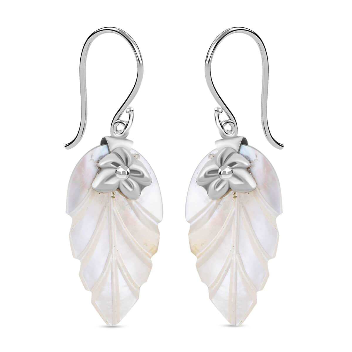 Mother Of Pearl Floral Drop Earrings in Sterling Silver image number 0