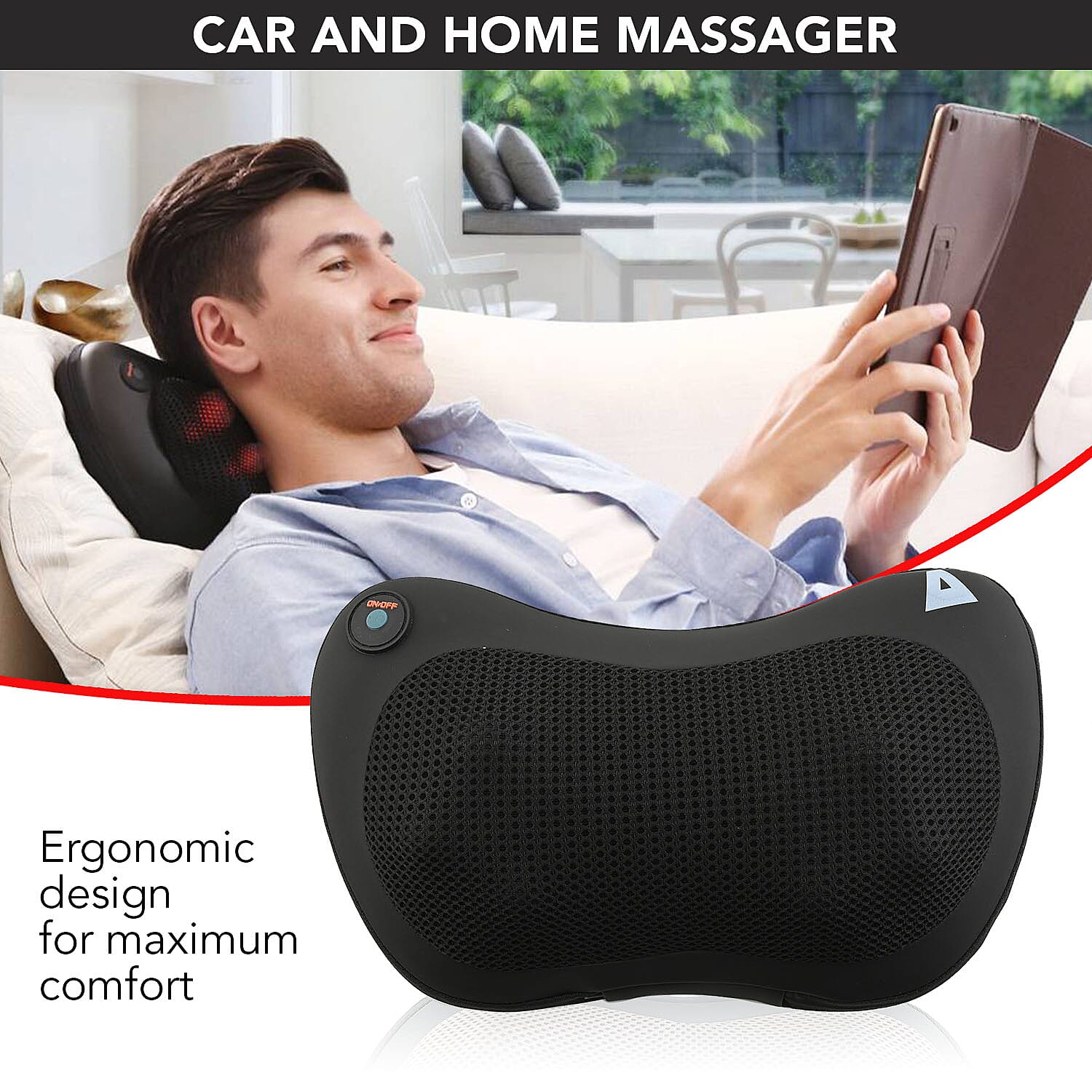 TRAKK Shiatsu Car and Home Massager with Heat- Black
