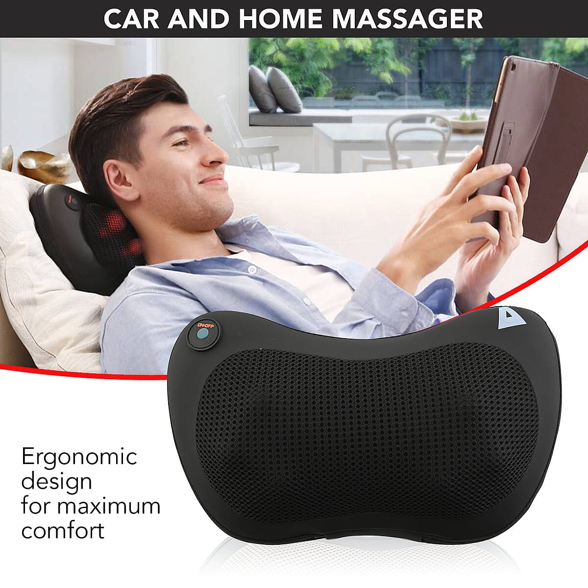 TRAKK Shiatsu Car and Home Massager with Heat- Black image number 1