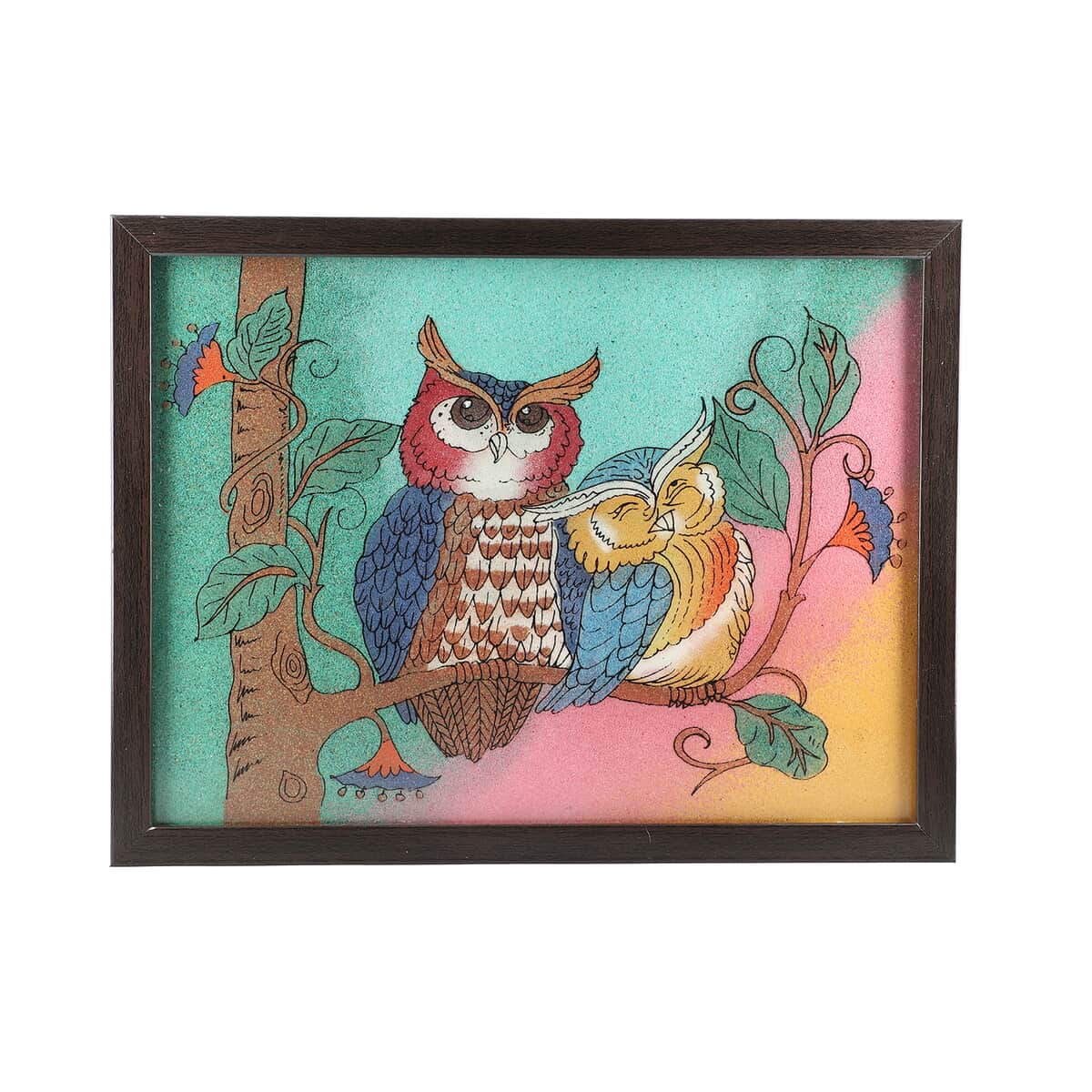 Handcrafted Gemstone Owl Wall Painting (12.5x9.5) (0.88 lbs) image number 0