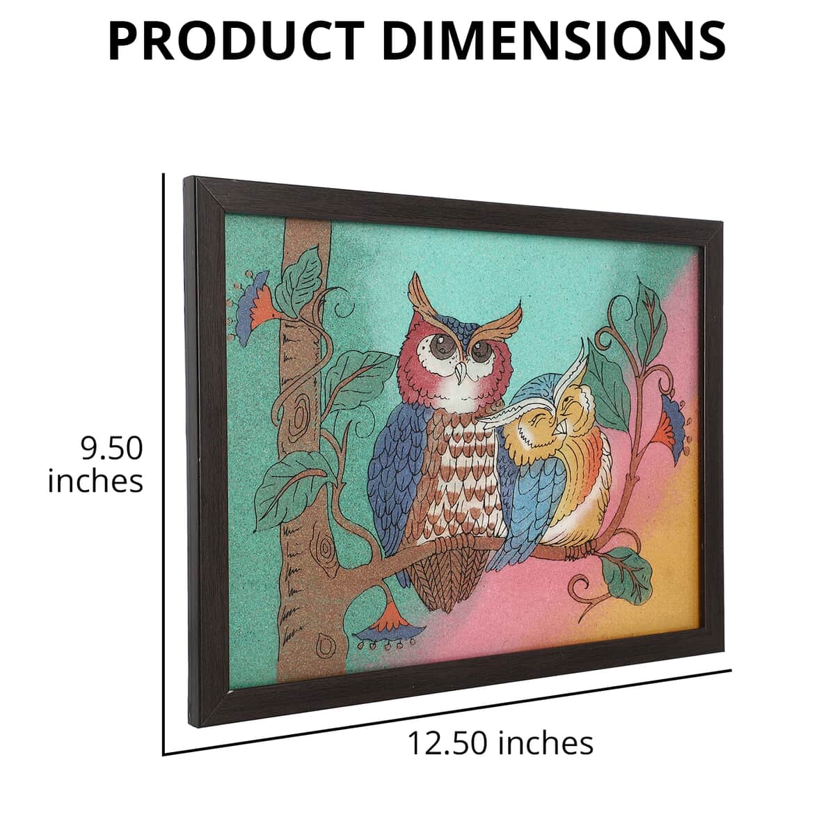 Handcrafted Gemstone Owl Wall Painting (12.5x9.5) (0.88 lbs) image number 2