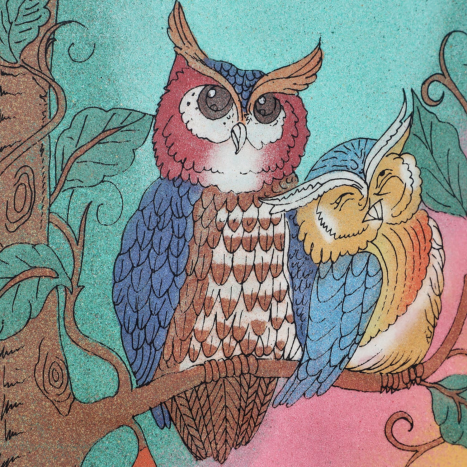 Handcrafted Gemstone Owl Wall Painting (0.88 lbs)