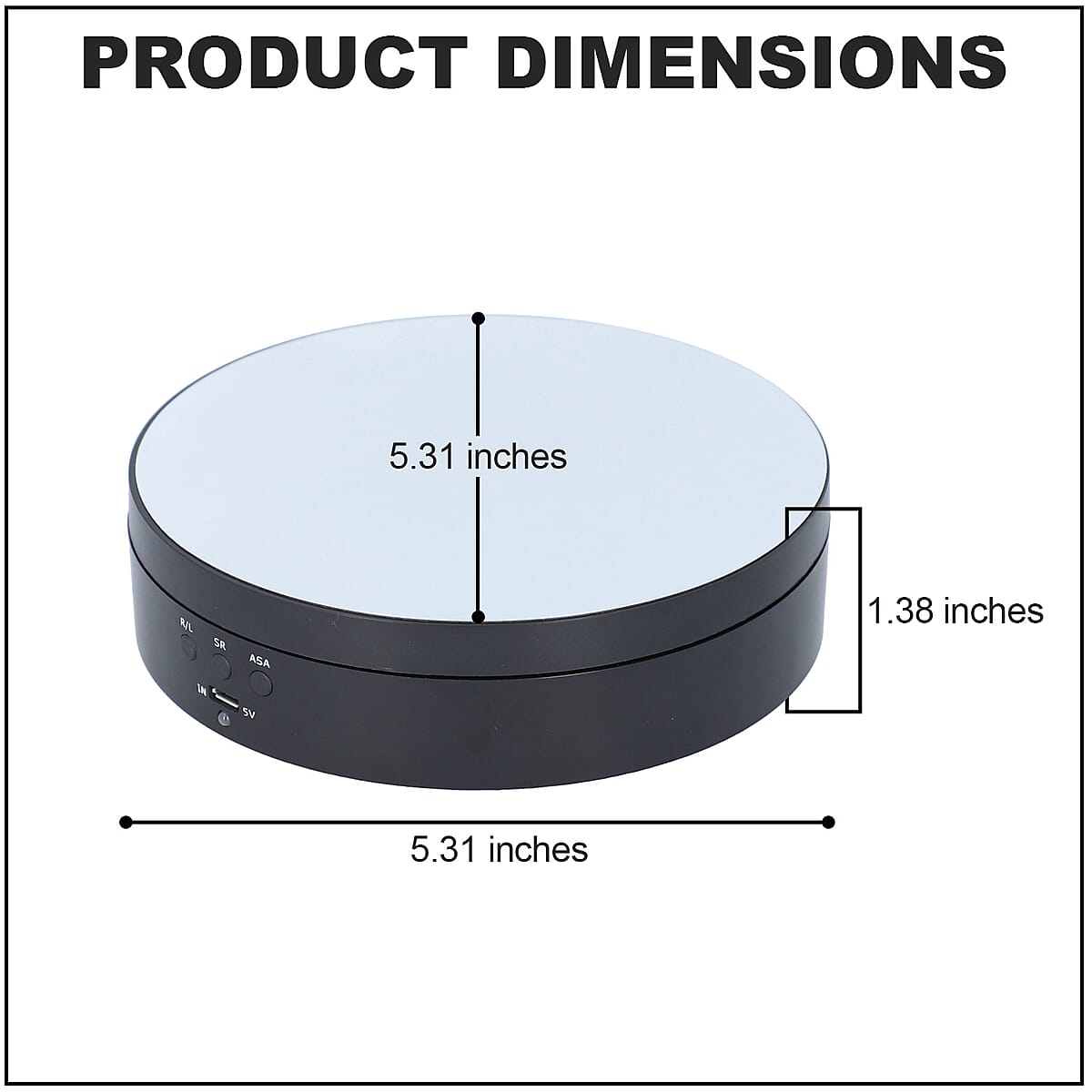 Black Rotating Display Stand with Crystal Glass (3xAAA Batteries Not Included) image number 3