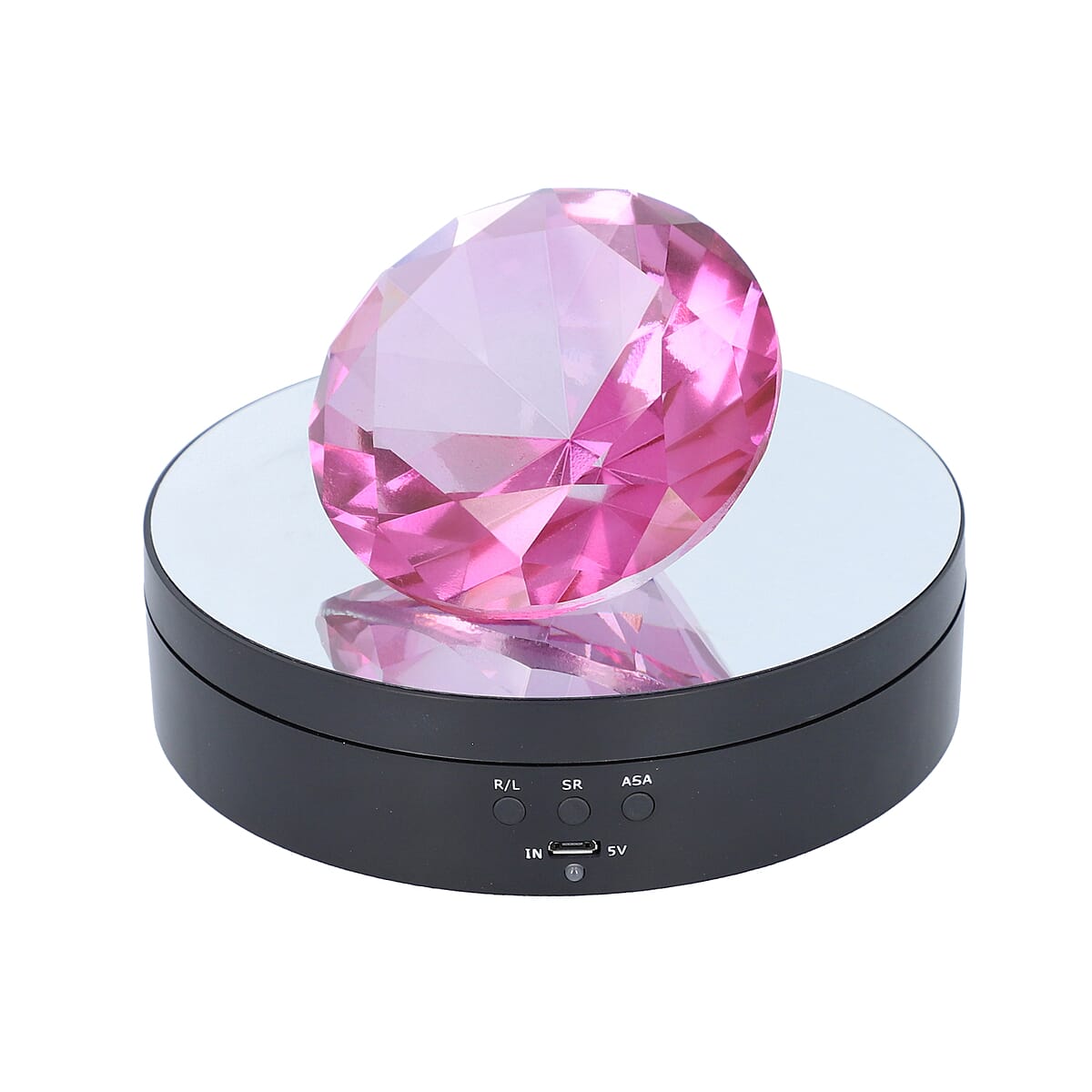 Black Rotating Display Stand with Crystal Glass (3xAAA Batteries Not Included) image number 6