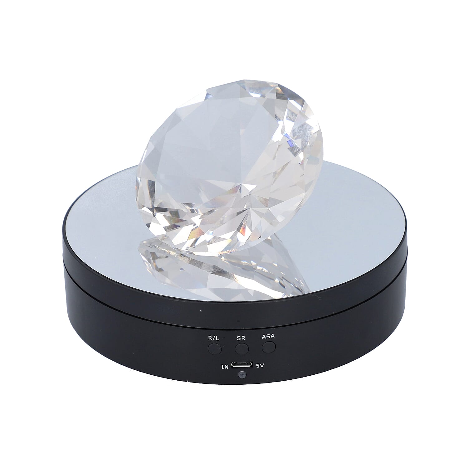 Black Rotating Display Stand with Crystal Glass (3xAAA Batteries Not Included)