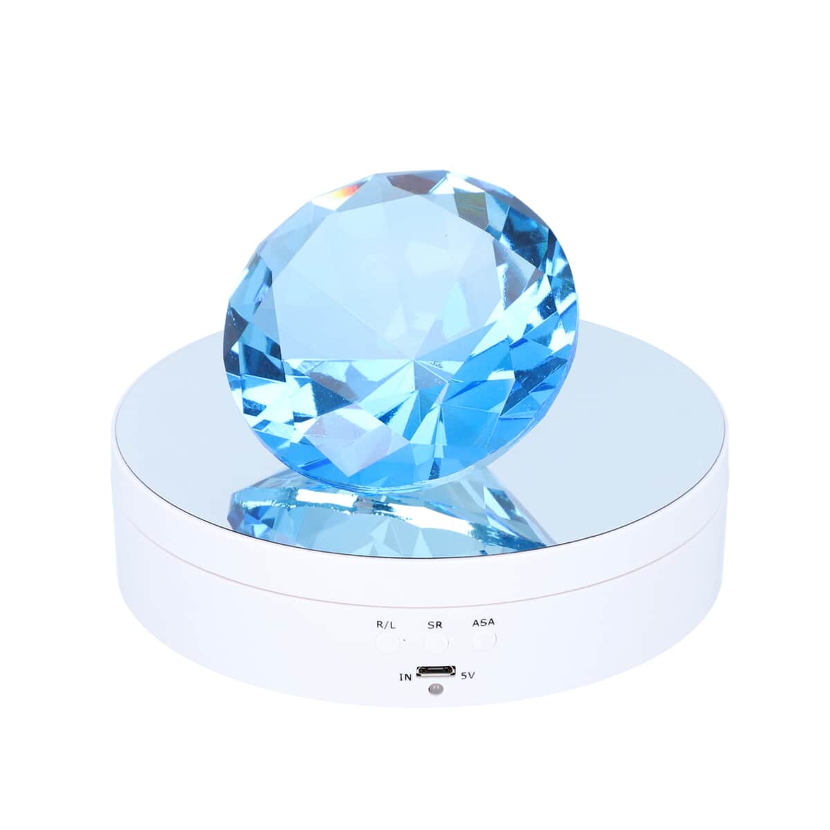White Rotating Display Stand with Crystal Glass (3xAAA Batteries Not Included) image number 5