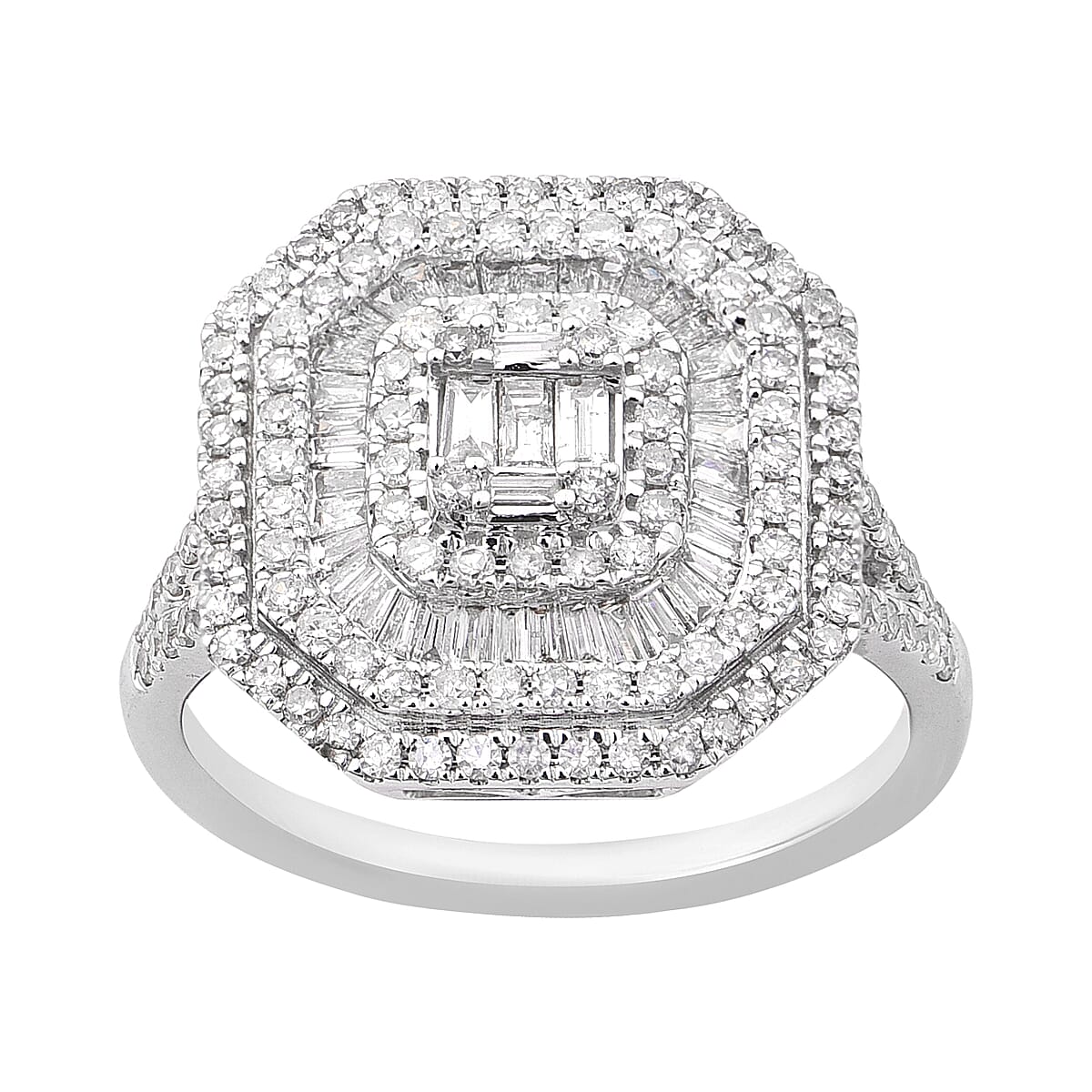 Diamond HI I1-I2 1.00 ctw Ring in 10K White Gold (Size 6.0) 4.70 Grams image number 1