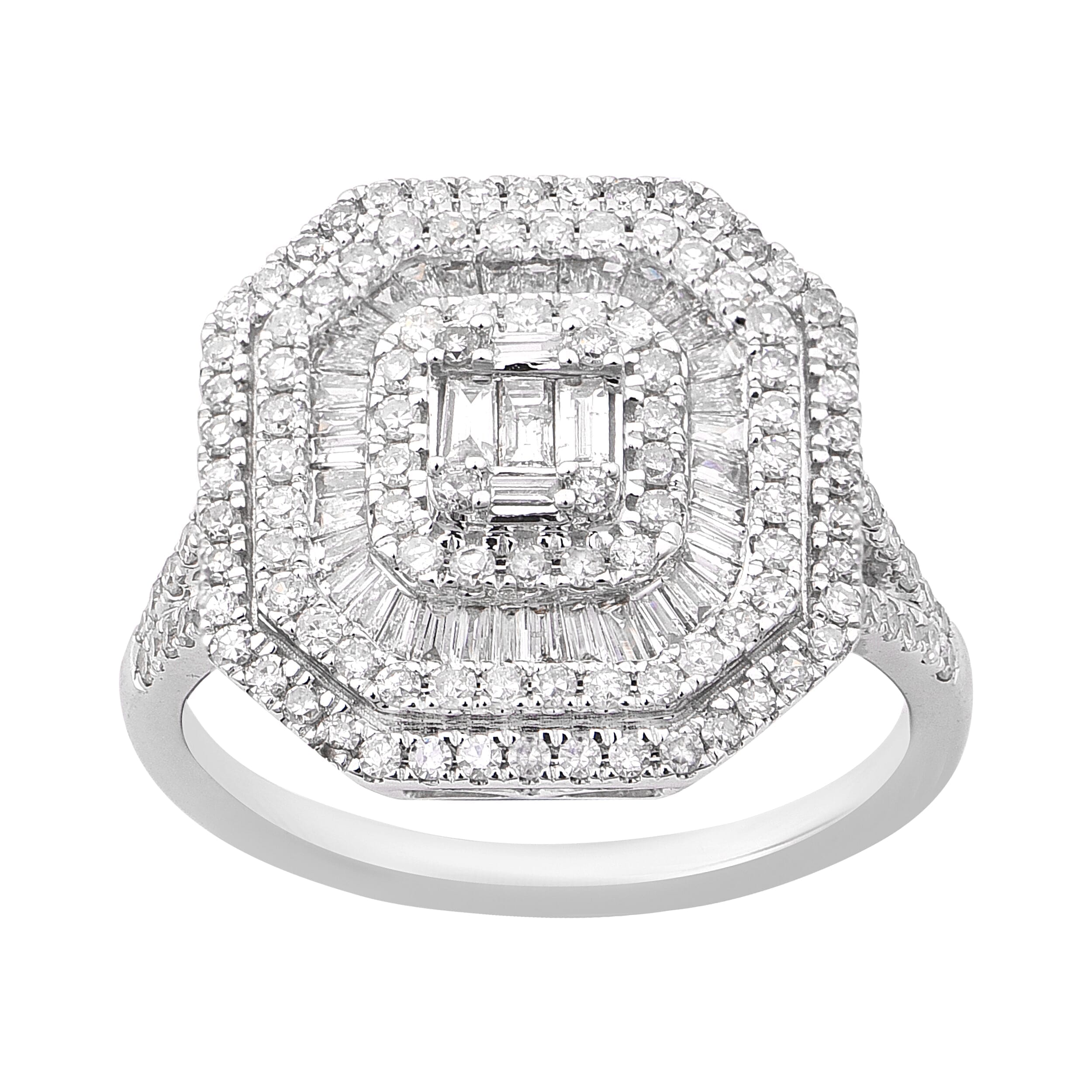 Cluster Ring 10K White Gold Diamond Jewelry Size 7 Cts 1 H Color I3 Clarity