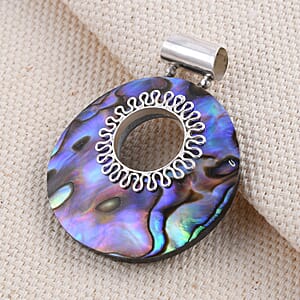 Abalone Shell Circle Pendant without Chain in Sterling Silver