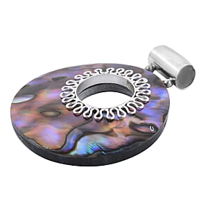 Abalone Shell Circle Pendant without Chain in Sterling Silver