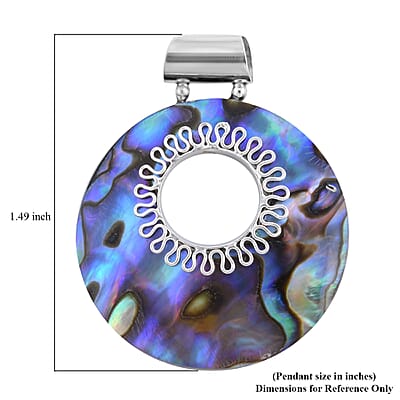 Abalone Shell Circle Pendant without Chain in Sterling Silver