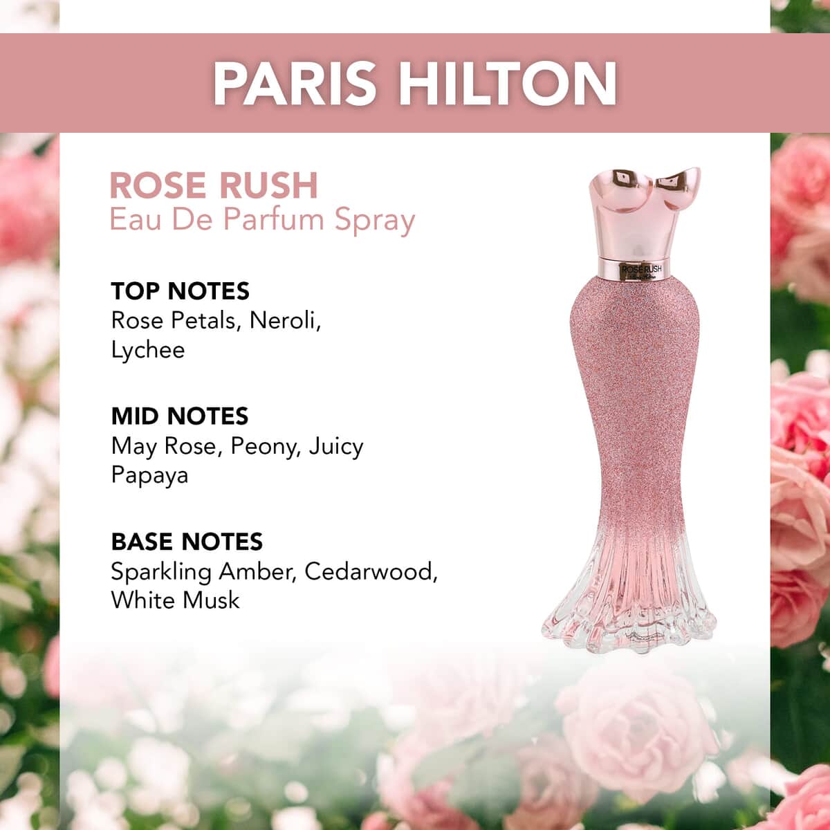 PARIS HILTON ROSE RUSH Eau De Parfum Spray 3.4 oz, Romantic Rose and Amber Scent image number 3