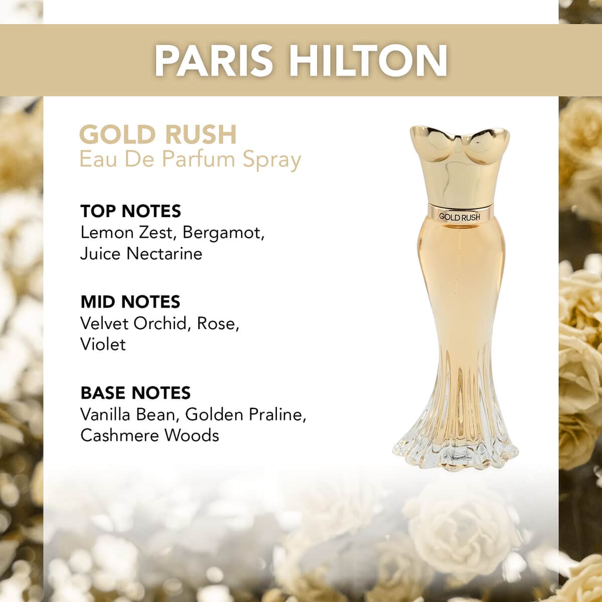 PARIS HILTON GOLD RUSH Eau De Parfum Spray 1 oz, Zesty Floral Vanilla Scent image number 3