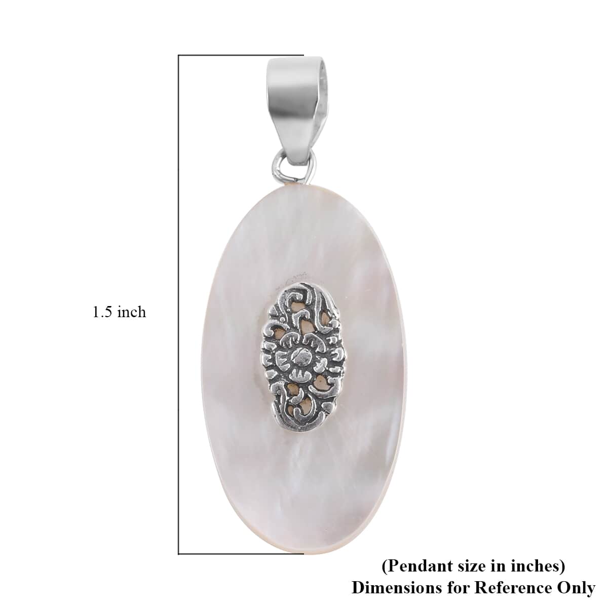 Mother Of Pearl Oval Shape Pendant in Sterling Silver image number 3