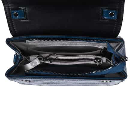 Buy Sukriti Blue Sea View Pattern Genuine Leather Applique Crossbody Bag  with Adjustable Shoulder Handle Strap at ShopLC.