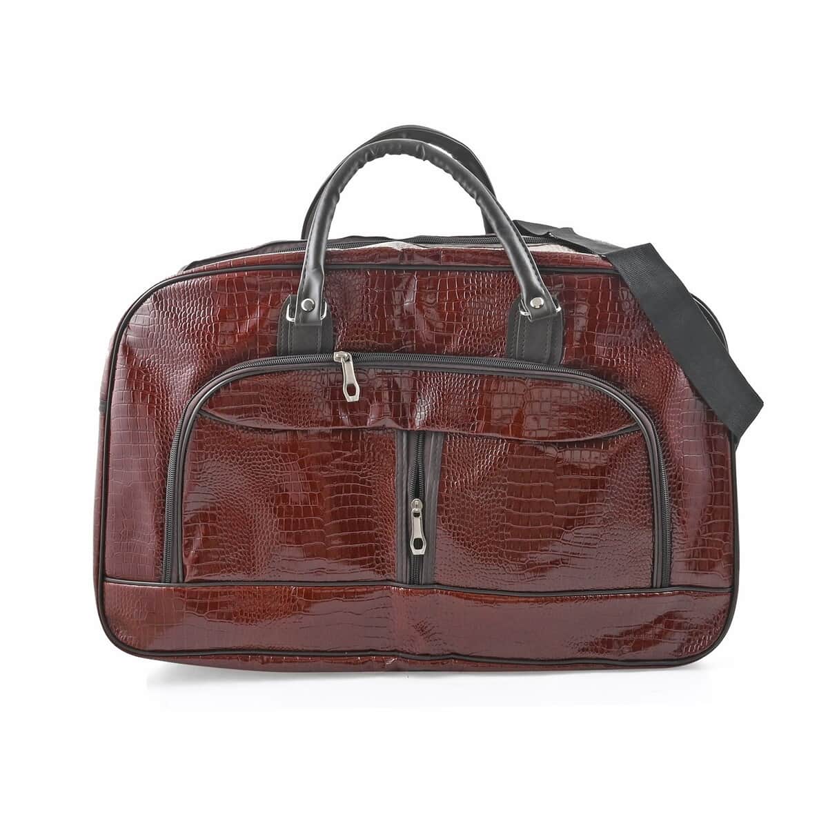 Hong Kong Closeout Deal Vintage Crocodile Pattern Faux Leather Travel Bag with Shoulder Strap image number 0